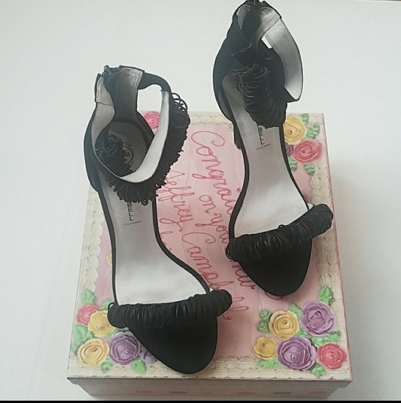 Jeffery Campbell Women's Heels Black Ankle Strap Sandals - Picture 1 of 4